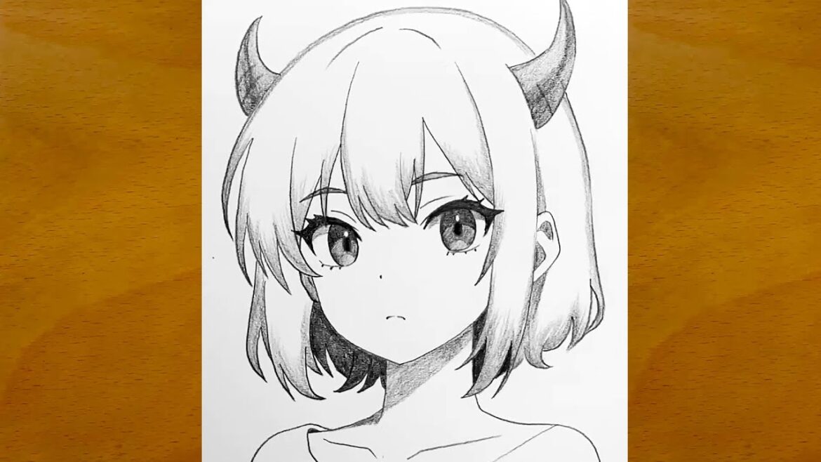 How to Draw an Anime Girl with Horns || Anime Sketch Step by Step || Demon Girl Drawing