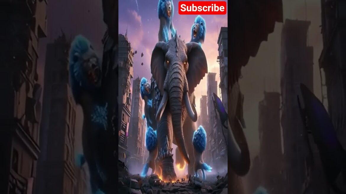 GIANT ELEPHANT KAIJU VS LION MONSTERS! Epic City Destruction Battle | 3D Animation #shorts