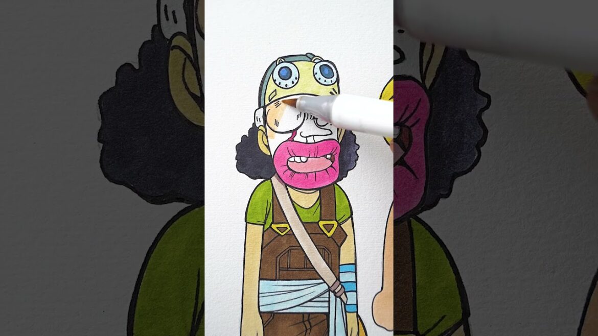 LUFFY vs USOPP drawing 😂 #ワンピース #onepiece #イラストメイキング #アニメ #howtodraw