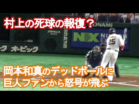 【死球を受けた岡本和真】「オイ、報復か？！」と巨人ファンからヤジが飛ぶ（2022/9/20）