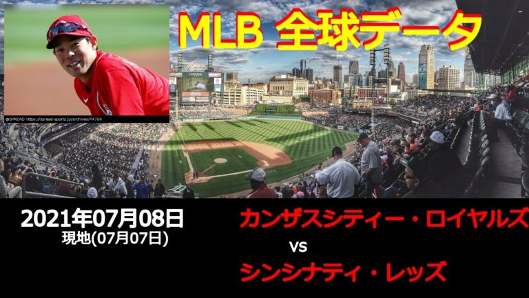秋山 翔吾選手出場!!【全球データ】MLB 7月8日 カンザスシティー・ロイヤルズ vs シンシナティ・レッズ