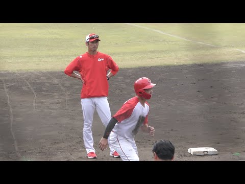 走るカープ復活へ！持丸泰輝へ走塁指導を行う福地寿樹新コーチ！