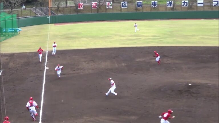 高橋昂也投手 vs 韮澤雄也 → 持丸泰輝 → 羽月隆太郎 → 中村健人 → 堂林翔太 → 正隨優弥選手　～広島東洋カープ、日南秋季キャンプ2022・紅白戦、3回表～