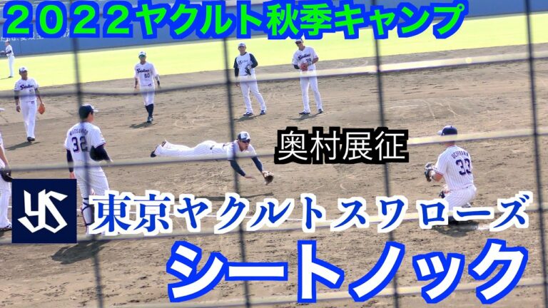加入した三ツ俣選手はセカンド　東京ヤクルトスワローズ　シートノック ！【東京ヤクルトスワローズVS愛媛マンダリンパイレーツ　練習試合】