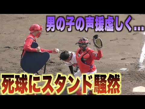 小さな子供の声援虚しく…二俣翔一の左肩付近にデッドボールで場内騒然…