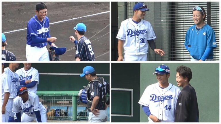 日本ハム戦での交流シーン。鵜飼＆五十幡亮汰、三好＆河野竜生、味谷＆長谷川威展、ブライト＆古川裕大、郡司＆齊藤伸治（2022年10月18日）