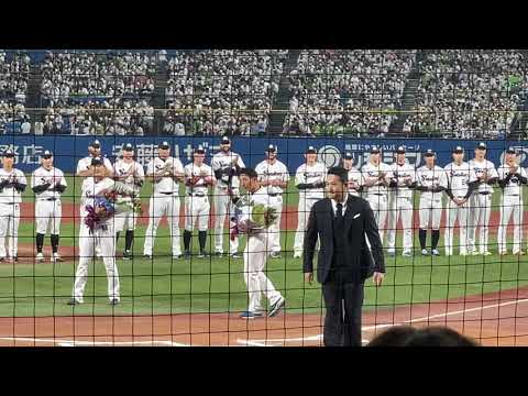 【4k動画/まさかの人が花束を…】内川・坂口・嶋 引退3選手への花束贈呈💐 東京ヤクルトスワローズ 2022.10/3