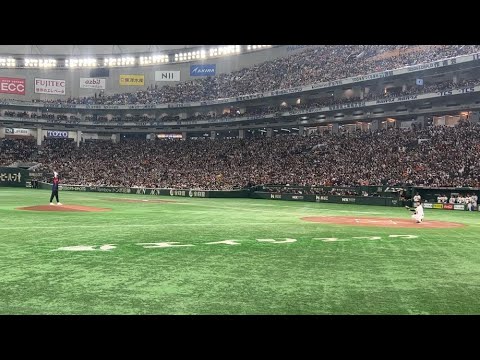 元巨人 今年で西武ライオンズ引退の内海哲也さんが侍ジャパン強化試合の始球式にて阿部コーチとの伝説バッテリー復活！！！ 侍ジャパン強化試合対ジャイアンツ