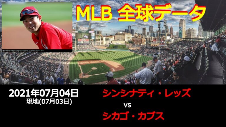 秋山 翔吾選手出場!!【全球データ】MLB 7月4日 シンシナティ・レッズ vs シカゴ・カブス
