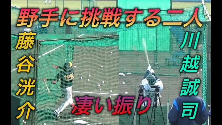 2016年ドラフト２位の川越投手が打者転向！豪快なスイングは打席の無いパリーグの投手とは思えない！打球も速い！＆藤谷選手の打撃
