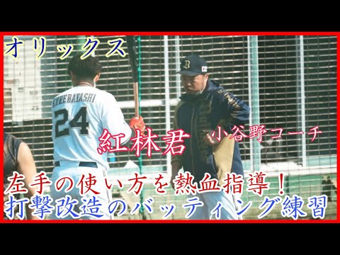 【秋季キャンプ】小谷野コーチの熱い指導！オリックス 紅林弘太郎のバッティング練習！