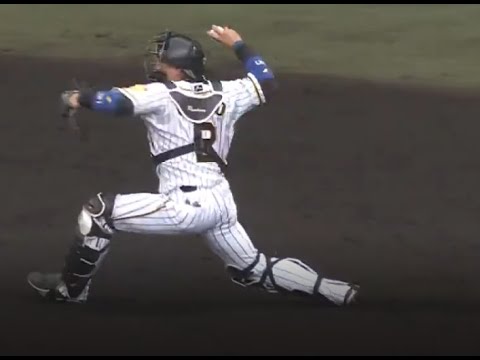 阪神梅野のすごい送球！