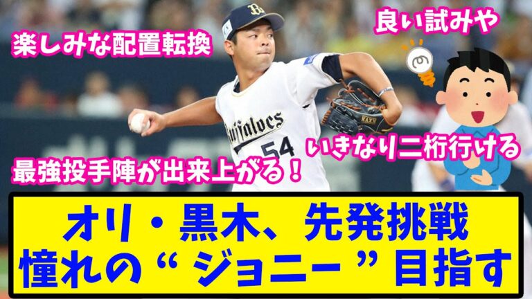 【反応集】オリ・黒木、先発挑戦で狙うは“ジョニー”模範の完投型投手【オリックス】
