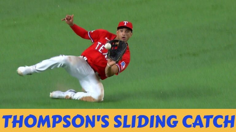 MLB / テキサス・レンジャーズ ババ・トンプソンの印象的なスライディングキャッチ #shorts #bubbathompsoncatch #fyp