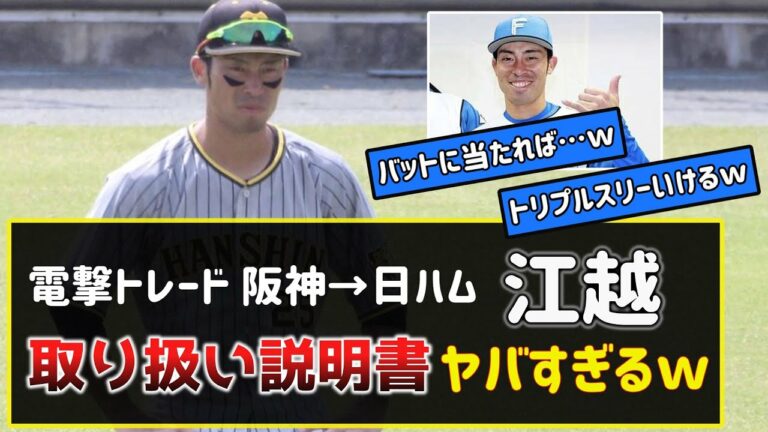 【江越大賀】電撃トレードで阪神から日ハムへ！エゴシさんの取扱説明書、流石にヤバすぎるｗｗｗ【2ch野球まとめ】