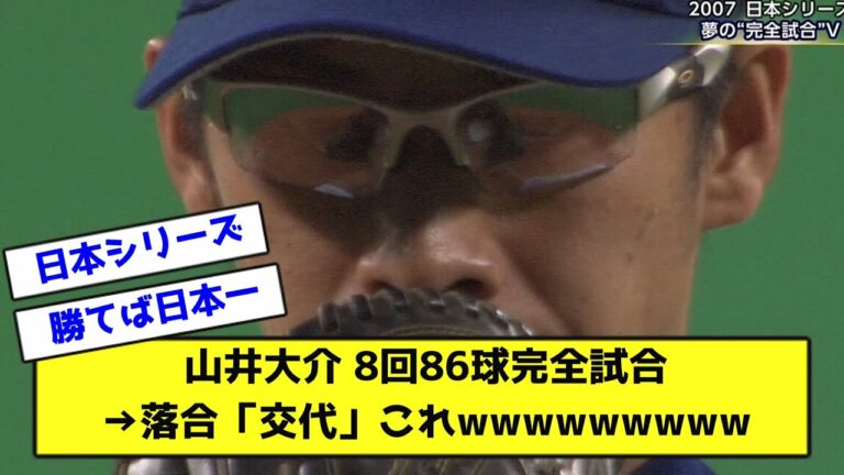 山井大介 8回86球完全試合→落合「交代」これwwwwwwwww【なんJ反応】