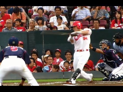 広島東洋カープ　會澤翼選手、先制第6号スリーランホームラン！20140813マツダスタジアム