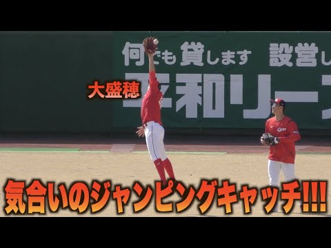 支配下4年目！大盛穂が外野ノックで存在感を猛アピール！#カープ#広島#キャンプ#大盛穂