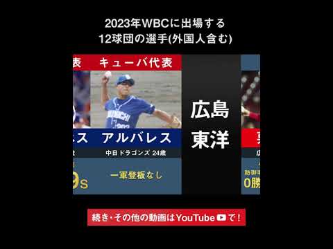 【外国人含むNPBのWBC出場選手】2023年WBCに出場する12球団のプロ野球選手をまとめてみた【侍ジャパン R.マルティネス モイネロ ソト 髙橋宏斗 村上宗隆】 #Shorts