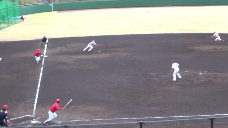 広島カープ紅白戦（2023.02.12） / 塹江敦哉投手のピッチング・木下元秀選手のタイムリーヒット