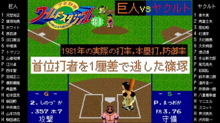 【X68000 ワールドスタジアム81(1981年データ)】巨人 vs ヤクルト / 篠塚和典,1厘差で首位打者を逃す / 原辰徳,江川卓 / 読売ジャイアンツ対ヤクルトスワローズ / G vs S