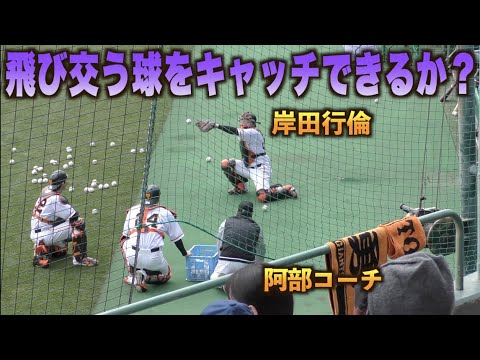 岸田行倫が阿部慎之介コーチの集中砲火を食らってなんとか凌ぎきる？w#ジャイアンツ#巨人#キャンプ