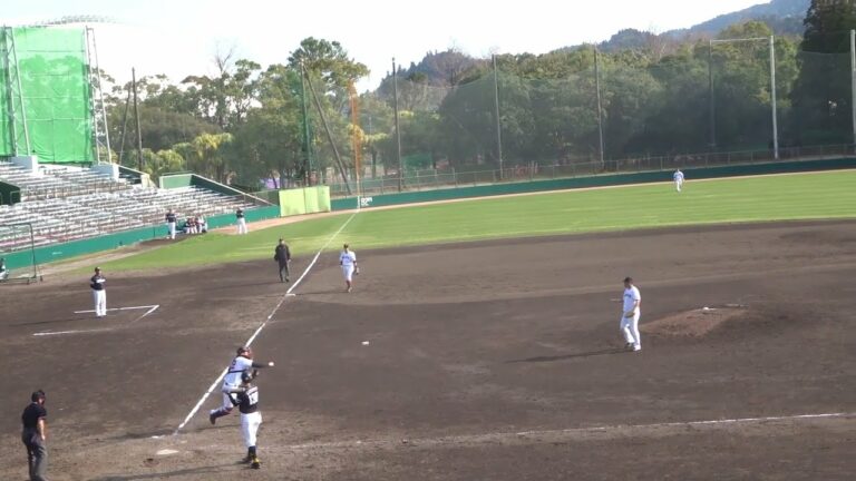 谷岡竜平投手、9回表のピッチング　・亀田啓太捕手のスローイングが試合を決める！　【ホークス vs 巨人、練習試合・9回表】