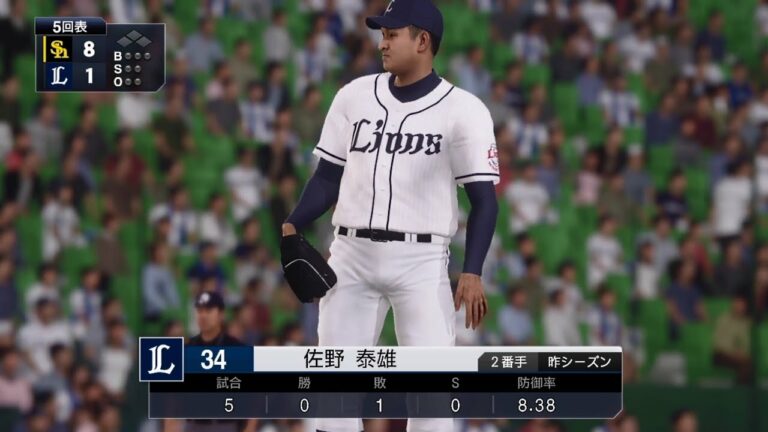 【プロスピ2019フィールドプレイ / NPB REAL FIELD PLAY】西武 34 佐野泰雄投手 LIONS YASUO SANO