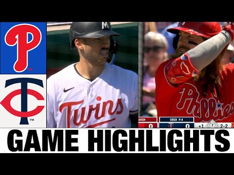 ミネソタ ツインズ対フィラデルフィア フィリーズ ゲーム ハイライト |  2023 スプリング トレーニング - MLB プレシーズン