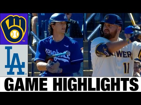 ミルウォーキー ブルワーズ対ロサンゼルス ドジャースの全試合ハイライト |  2023 スプリング トレーニング - MLB プレシーズン