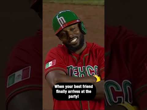 Randy Arozarena celebrates after RBI double! #Mexico #WBC #Rays #shorts