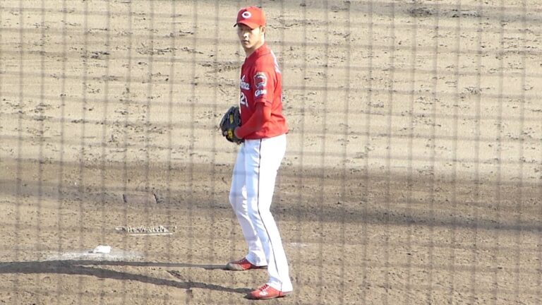薮田和樹ピッチング練習　投球フォーム　投げ方【2022年 広島カープ対中日ドラゴンズ プロ野球 2軍ファーム戦 ウエスタンリーグ ナゴヤ球場】