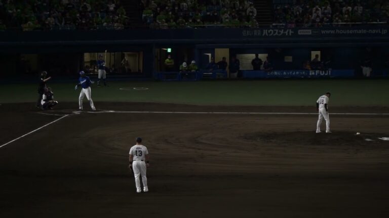 2023/4/18(火) 石山泰稚 ライトフライ 中継ぎ登板(7回表) vs A.アキーノ(中日ドラゴンズ)