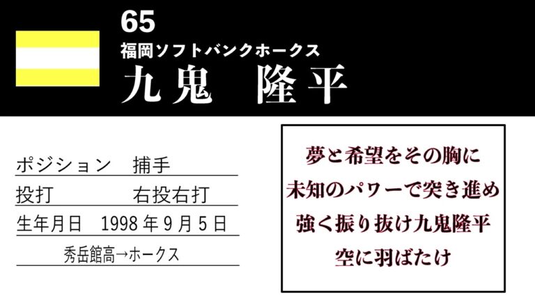 【ホークス】65 九鬼隆平応援歌【小春六花AI】