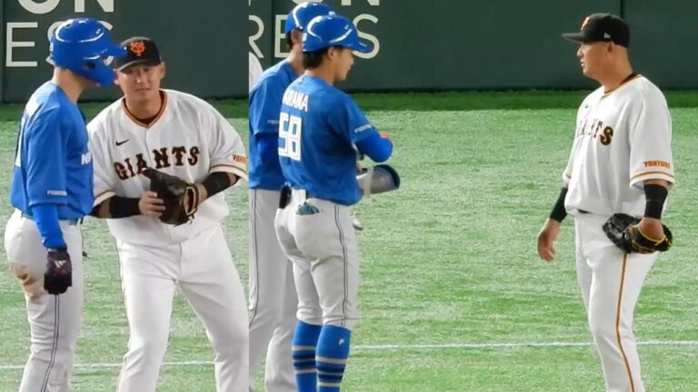 【優しい翔さん】中田翔、死球を喰らった清宮幸太郎と奈良間大己を心配して声をかける【巨人vs日本ハム】2023.3.18