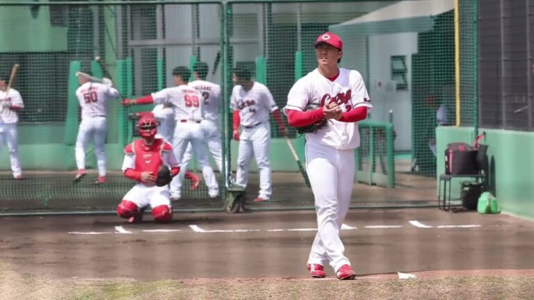 広島カープドラフト3位 益田武尚投手 由宇2軍先発 ブルペン投球　対阪神タイガース　2023.4.4