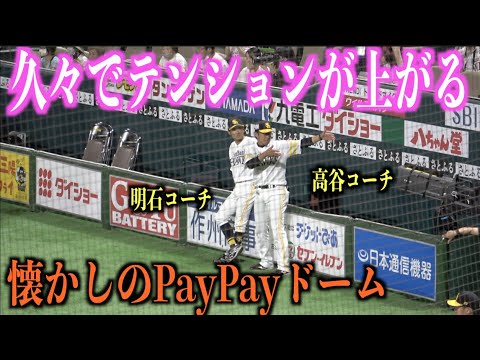 久しぶりのPayPayドームにテンションが上がる明石コーチと高谷コーチ【福岡ソフトバンクホークス】
