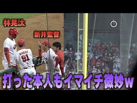 林晃汰の豪快アーチかと思いきや…直後のファール判定に新井貴浩監督も堪らずリクエスト！#広島#カープ#東京#ヤクルト#スワローズ