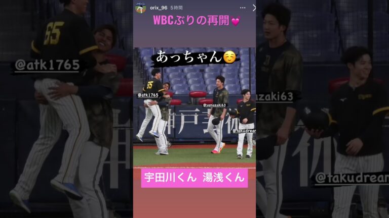 あっちゃん うだちん の関係性になった侍戦士♡ #WBC #侍ジャパン #宇田川優希 #阪神タイガース #湯浅京己 #山崎颯一郎 #小野泰己 #オリックス #オリックスバファローズ