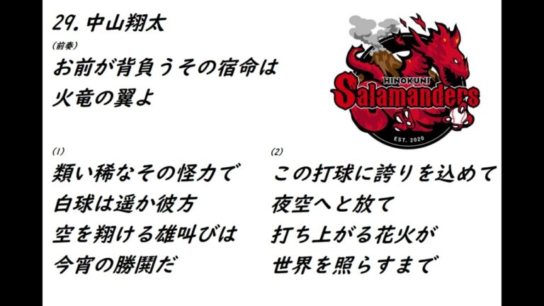 【独立リーグ】火の国サラマンダーズ・中山翔太選手応援歌【MIDI】