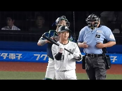 【やべぇ…】田村龍弘、バントの構えで硬直したまま三塁コーチャーのサインを確認する 2023.6.7 ロッテvsヤクルト