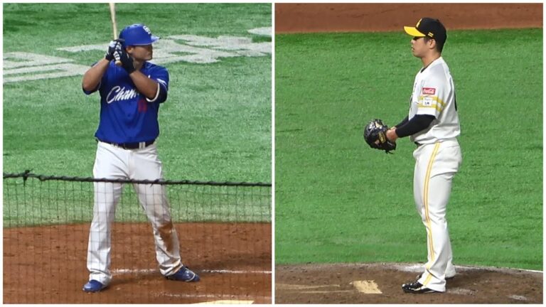 現役ドラフト対決、細川成也vs古川侑利。全3球ストレート勝負！すべて振りに行く細川（2023年5月31日）