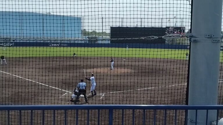 ウエスタンリーグ公式戦「バファローズ×ホークス」、バファローズ石岡諒太選手、3回裏の第1打席です（2023年7月7日、杉本商事バファローズスタジアム舞洲）