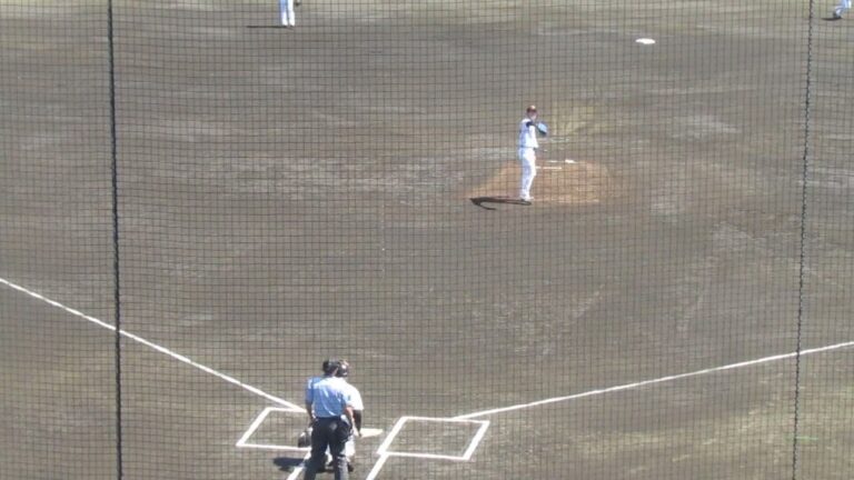 ジャイアンツ先発 石田隼都の投球練習と前田研輝の二塁送球（巨人三軍 対 神奈川FD 第二試合2023年7月16日）