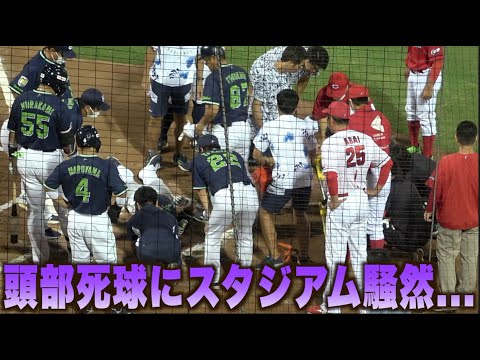 スタジアム騒然…栗林良吏の投球が頭部へ直撃…担架で運ばれる青木宣親の無事を願い暖かい拍手が贈られる…#広島#カープ#東京#ヤクルト#スワローズ#ハイライト#ダイジェスト