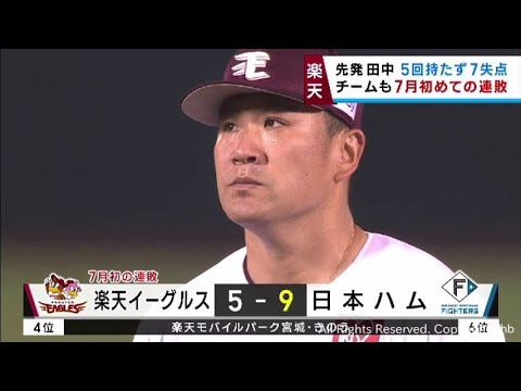 田中将大が７失点でＫＯ　７月初の連敗　２７日