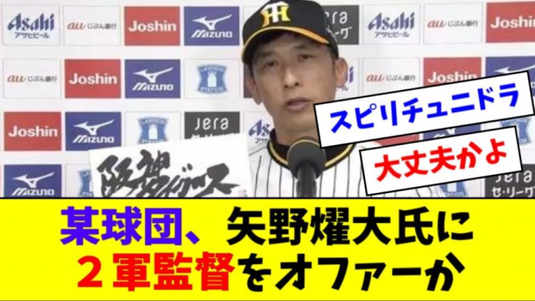 【チュニドラ？】某球団、矢野燿大氏に２軍監督をオファーか【2ch なんJ反応】