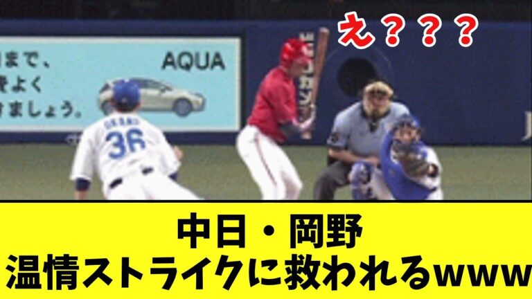 中日・岡野　温情ストライクに救われるwww【2chなんｊ反応】