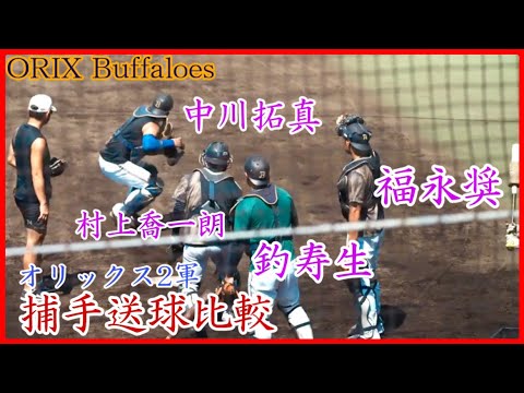 【オリックス】2軍捕手の送球比較！福永奨vs中川拓真vs村上喬一朗vs釣寿生