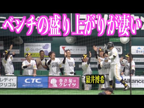 嶺井博希のホームランで大盛り上がりを見せるホークスベンチ【福岡ソフトバンクホークス】